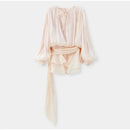 Vestido Curto Todo em Cetim Manga Longa Preto