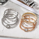 Kit de 4 Pulseiras Douradas Com Strass