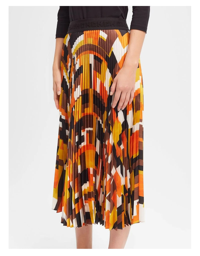 Saia Midi Plissada Estampada