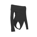 Body De Malha Ombro A Ombro Manga Longa Preto