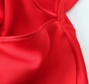 Vestido Longo De Cetim Alça Fina Vermelho