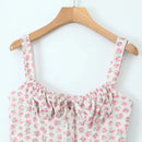 Vestido Midi Alça Fina Decote Coração Estampa Floral