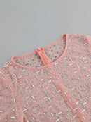 Vestido Longo Segunda Pele Com Strass Nude