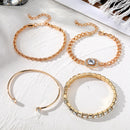 Kit de 4 Pulseiras Douradas Com Strass