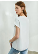 Camisa Em Chiffon Manga Curta