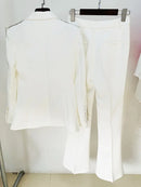 Conjunto Alfaiataria 2 Peças Blazer e Calça Com Pedraria Branco
