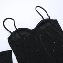 Vestido Curto Em Lurex Brilhoso Com Fenda