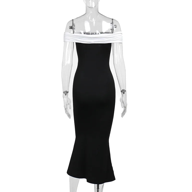 Vestido Midi Ombro a Ombro Preto