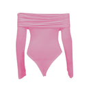 Body De Malha Ombro A Ombro Manga Longa Preto