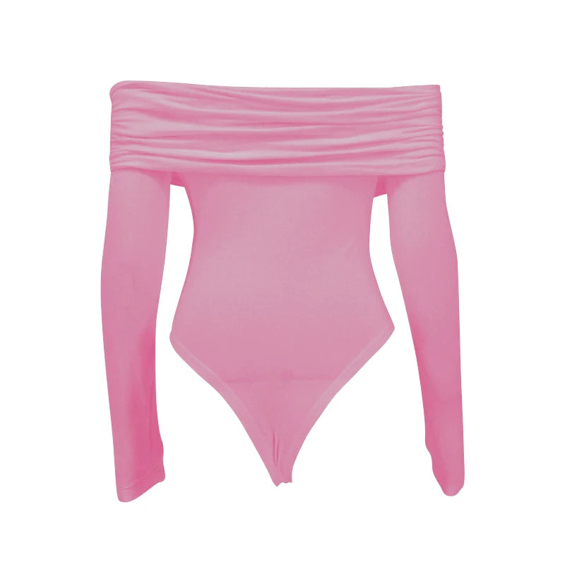 Body De Malha Ombro A Ombro Manga Longa Branco