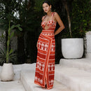 Conjunto 2 Peças Maiô e Saia Estampa Étnica Vermelho