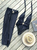 Conjunto 2 Peças Maiô e Saia Estrela Do Mar Preto