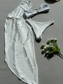 Conjunto 3 Peças Biquini e Saída Branco Pérola