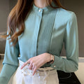 Camisa Social Manga Longa Chiffon Verde