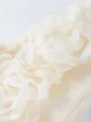 Vestido Longo Com Fenda Flores 3D Off White