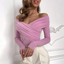 Body De Malha Ombro A Ombro Manga Longa Preto