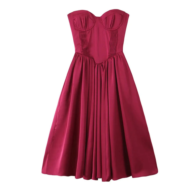 Vestido Midi Tomara Que Caia Rodado Vinho