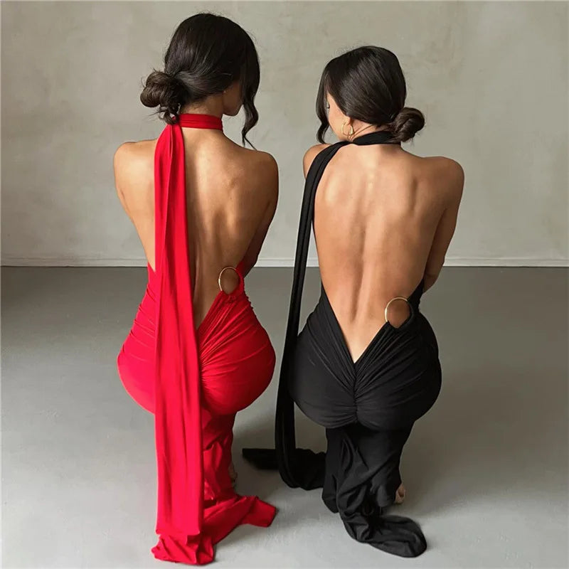 Vestido Longo Drapeado Um Ombro Só Preto
