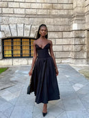 Vestido Rodado Tomara Que Caia Plissado Preto