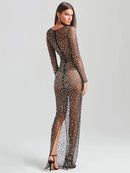Vestido Longo Segunda Pele Com Strass Nude