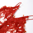 Vestido Longo Todo em Lantejoulas Vermelho