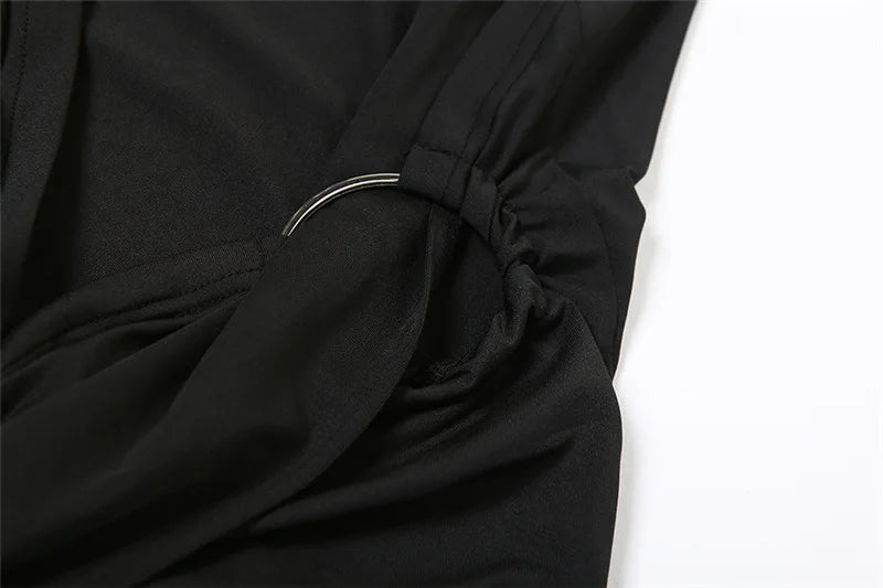 Vestido Longo Drapeado Um Ombro Só Preto