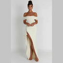 Vestido Ombro A Ombro Com Fenda Branco