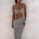 Conjunto Longo Assimétrico Drapeado Laranja