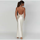 Vestido Longo Com Fenda De Cetim Verde