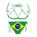 Conjunto De Biquíni 2 Peças Top Cortininha Estampa Brasil