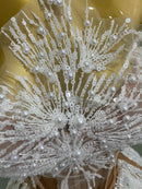 Macaquinho Em Tule Sem Manga Com Pérolas e Franjas Branco