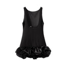 Vestido Curto Sem Manga Com Babados Em Cetim Preto