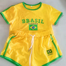 Conjunto Feminino 2 Peças Blusa Short Com Estampa Do Brasil