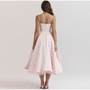 Vestido Rodado Decote Coração Rosa