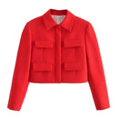 Jaqueta Curta Manga Longa Com Bolso