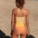 Conjunto 2 Peças Maiô e Saia Com Babados Laranja