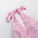 Vestido Curto Rodado Decote V Com Laço Amarelo