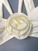 Conjunto 3 Peças De Biquíni + Saia Flores 3D