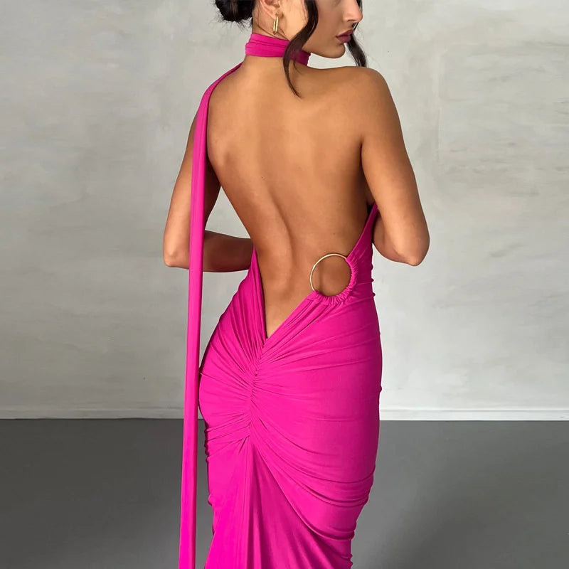 Vestido Longo Drapeado Um Ombro Só Vermelho