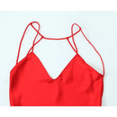 Vestido Longo De Cetim Alça Fina Vermelho