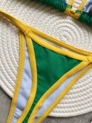 Conjunto De Biquíni 2 Peças Cortininha Fio Dental Estampa Brasil