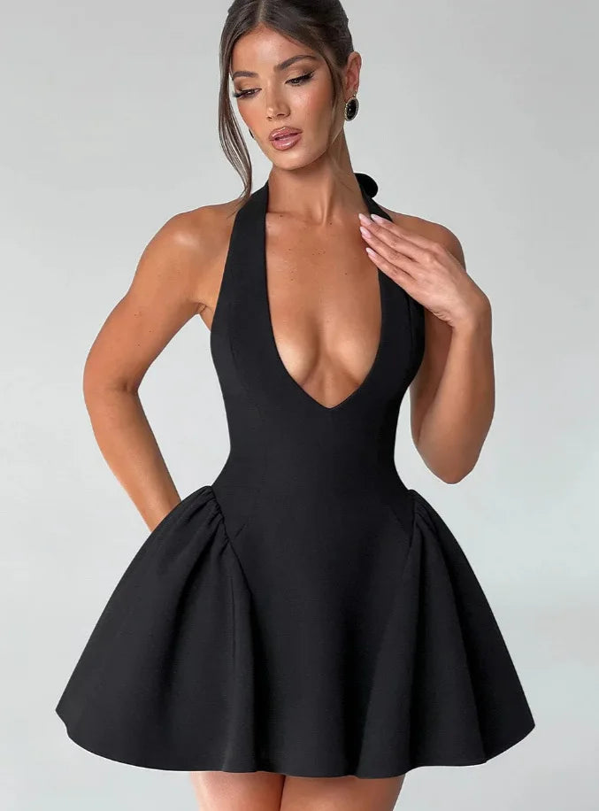 Vestido Curto Estruturado Decote V Branco