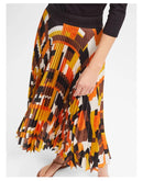 Saia Midi Plissada Estampada