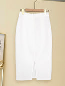 Saia Lápis Com Fenda Off White