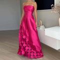 Vestido Longo Elegante Em Cetim Tomara Que Caia Vinho