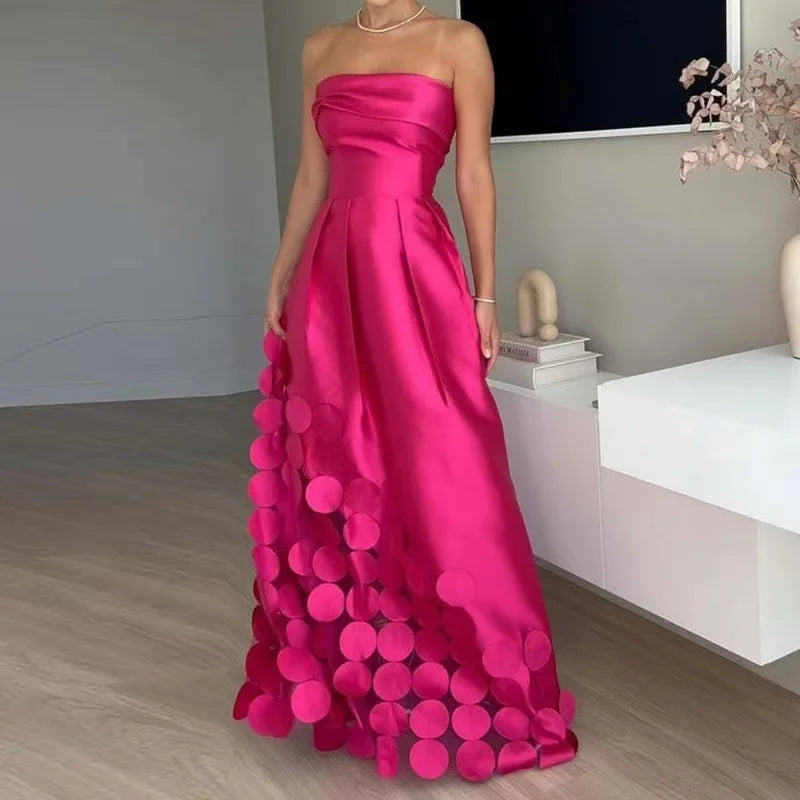 Vestido Longo Elegante Em Cetim Tomara Que Caia Vinho