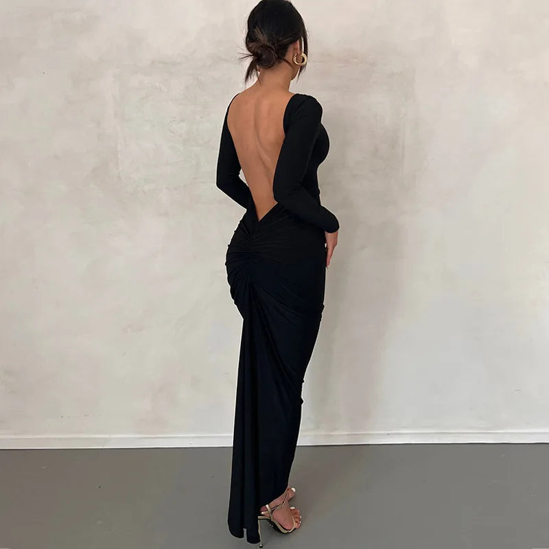 Vestido Longo Cauda Drapeada Branco