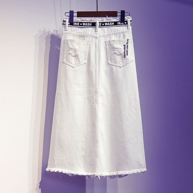 Saia Midi Jeans Desfiada