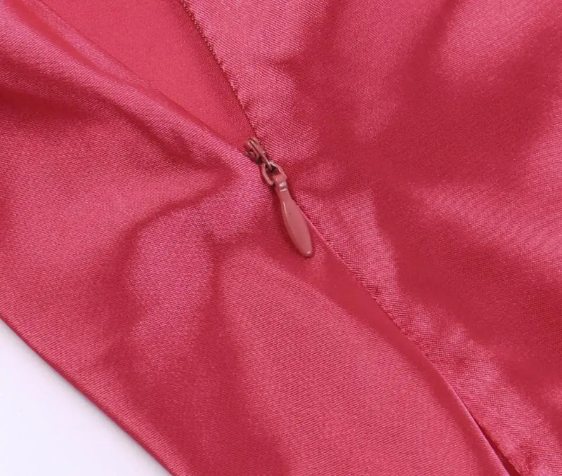 Vestido Longo De Cetim Um Ombro Só Com Fenda Vermelho