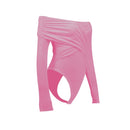 Body De Malha Ombro A Ombro Manga Longa Preto